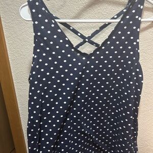 LOFT Navy Polka Dot Tank Top